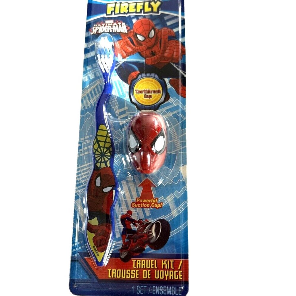 Firefly Kids Toothbrush Marvel Comic Character Super Hero Travel Kit Blue 2 Pc N